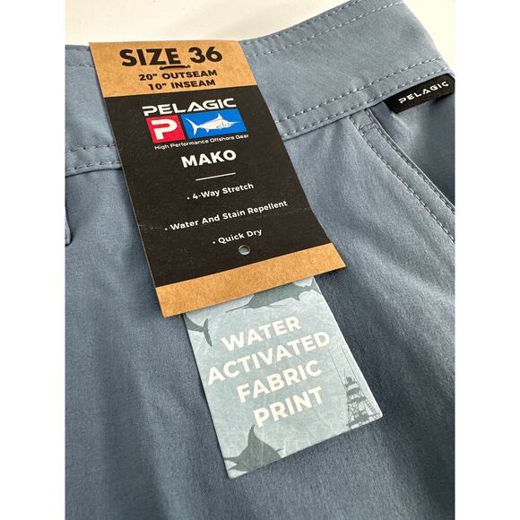 Pelagic Men's Petro Blue Boats & Fish Mako Deep Sea Shorts Size 36 - Picture 6 of 7